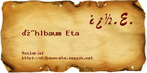 Öhlbaum Eta névjegykártya